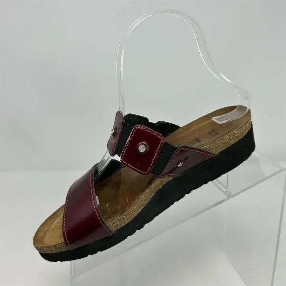 Naot Women's Red Slip-On Wedge Sandals Size 6 Casual Double Stretchy Strap - Picture 3 of 10